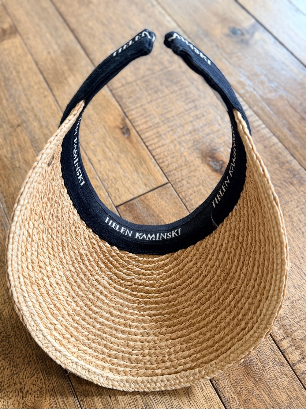 Helen Kaminski Straw Visor - Natural with Black Band - Picture 3 of 4